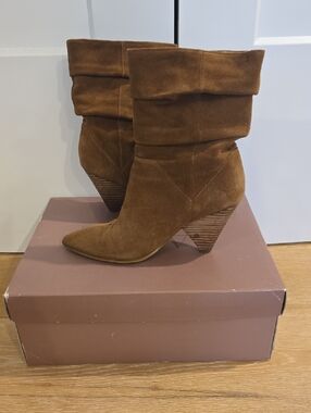 Franco Sarto Neve Tan Suede Mid Scrunch Boot 6